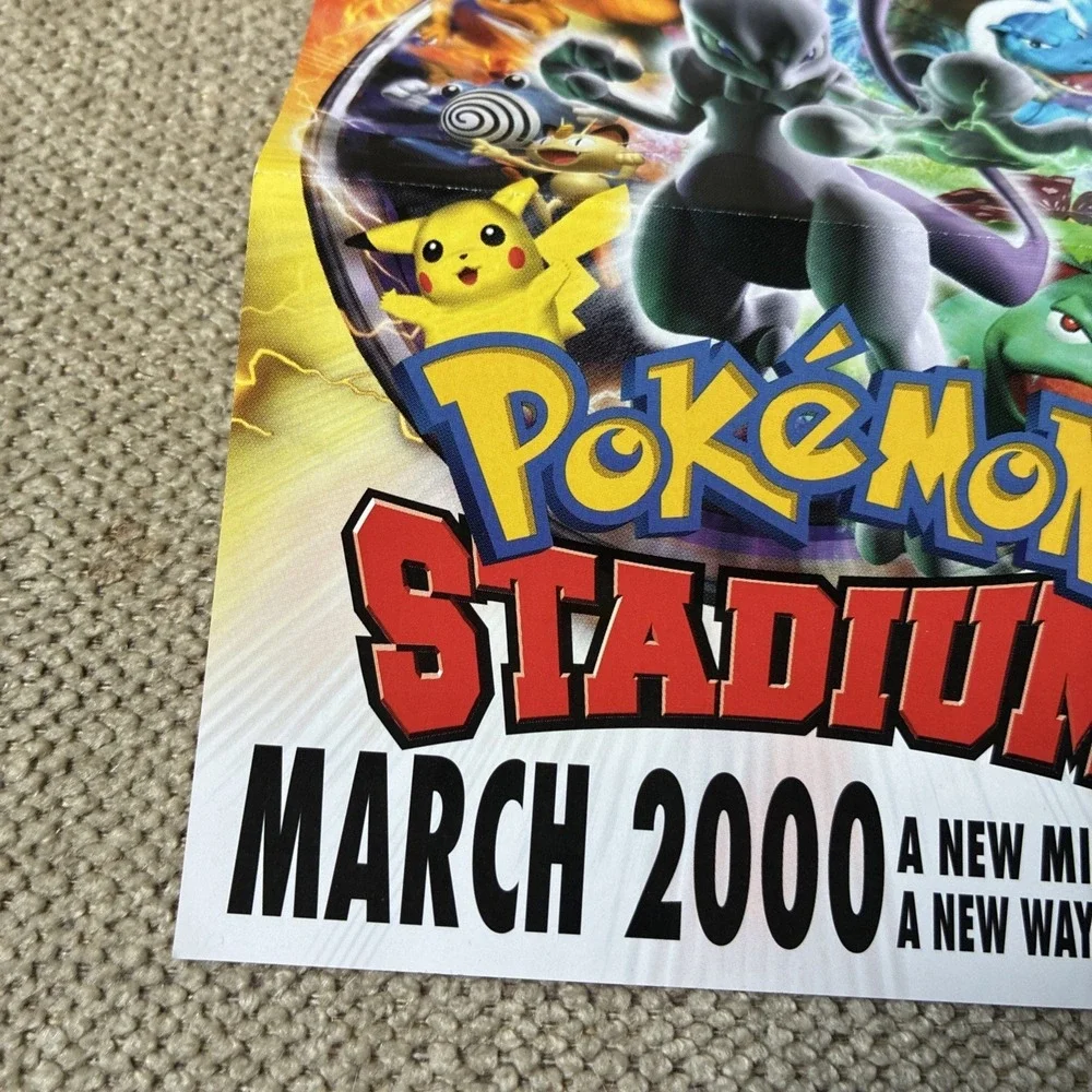 Pokemon Stadium N64 Red Blue Yellow Nintendo Gameboy Insert March 2000 Poster